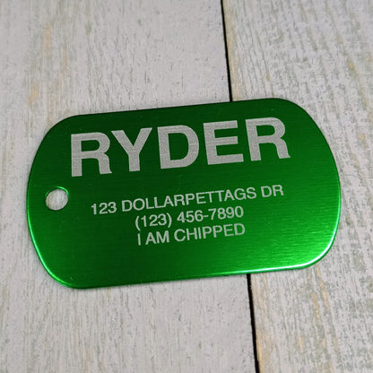 Green Military Style Pet Tag