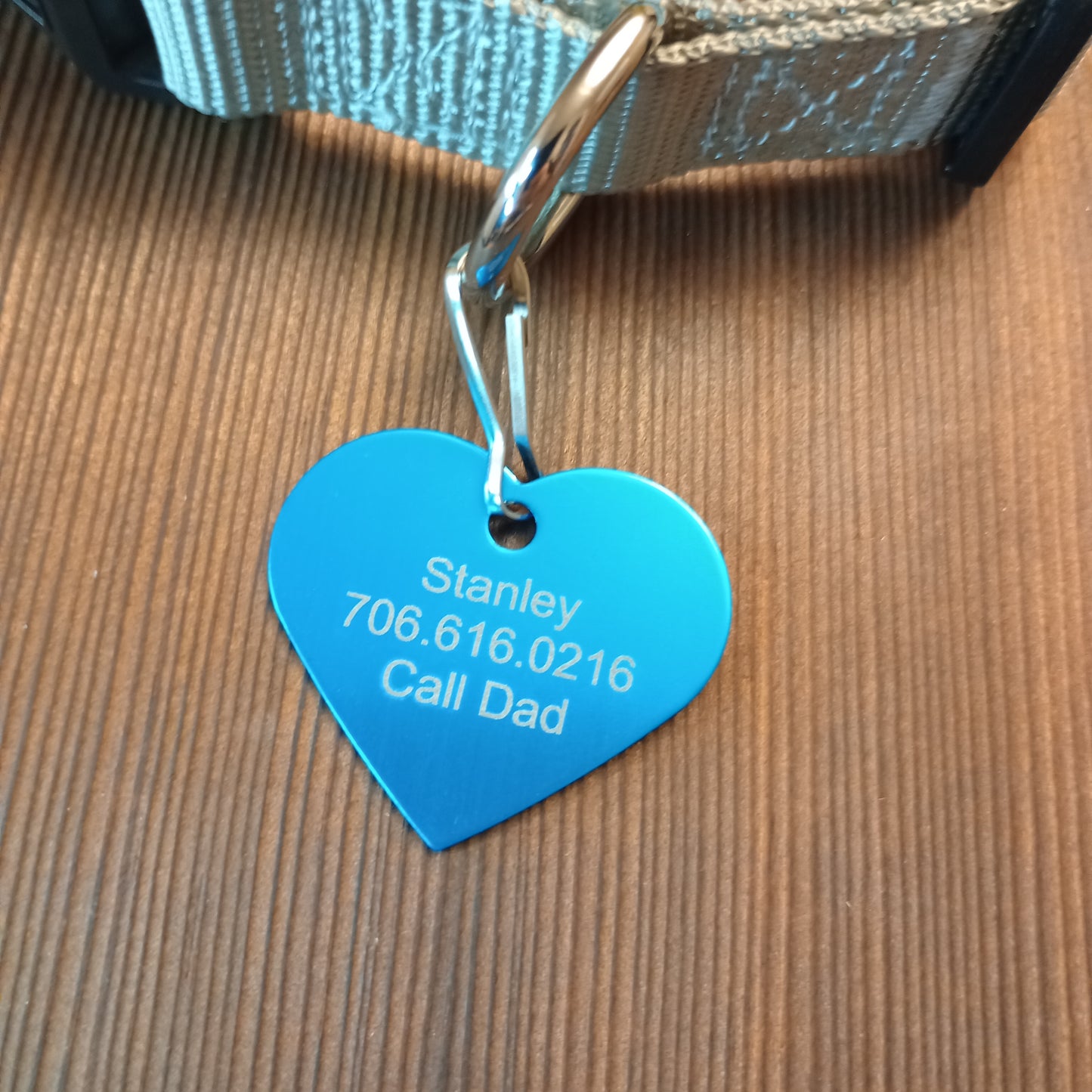 Light Blue Heart Shaped Pet Tag