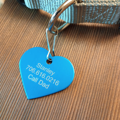 Light Blue Heart Shaped Pet Tag