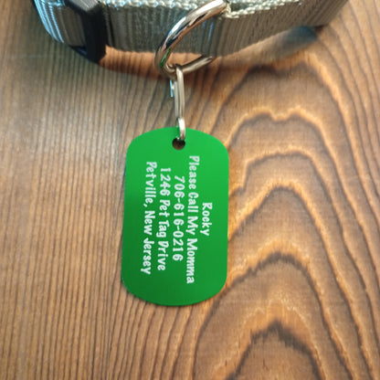 Green Military Style Pet Tag