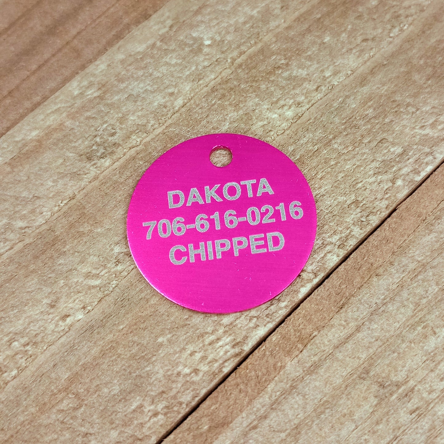 Dark Pink Round Pet Tag