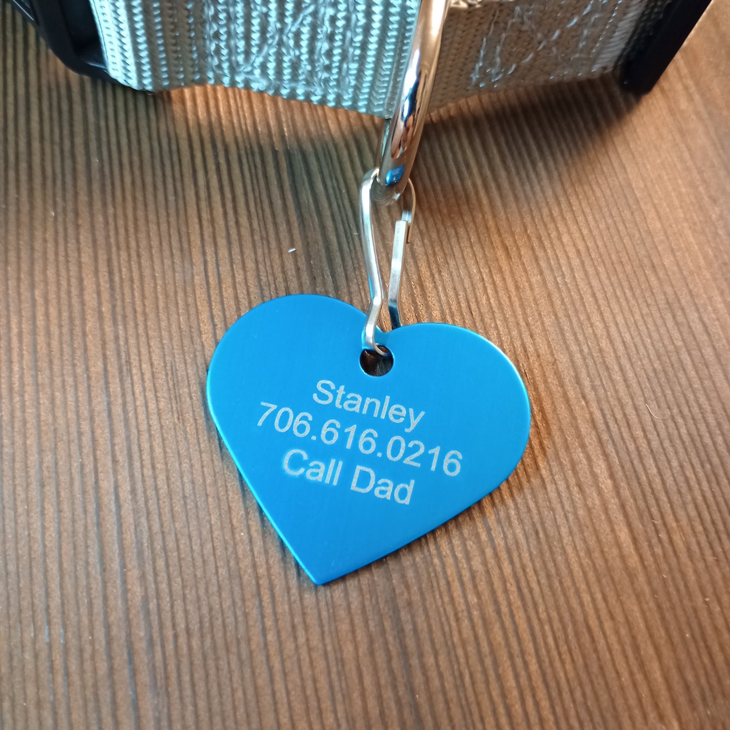 Light Blue Heart Shaped Pet Tag