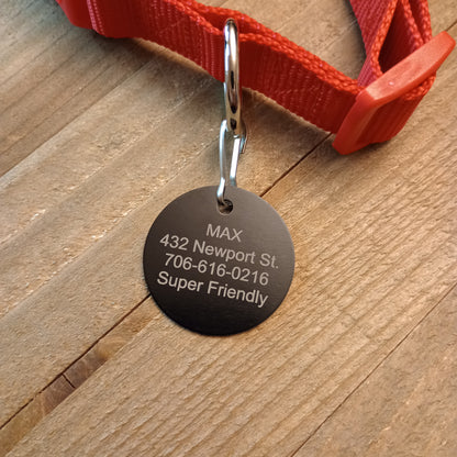 Black Round Pet Tag (1.4 inch)