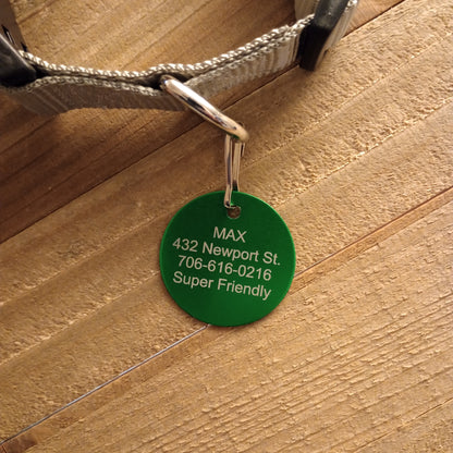 Green Round Pet Tag (1.4 inch)