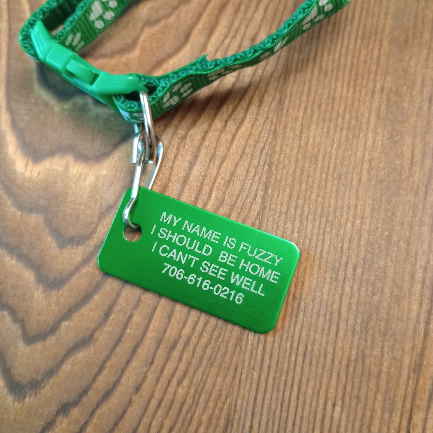 Green Rectangular Pet Tag,