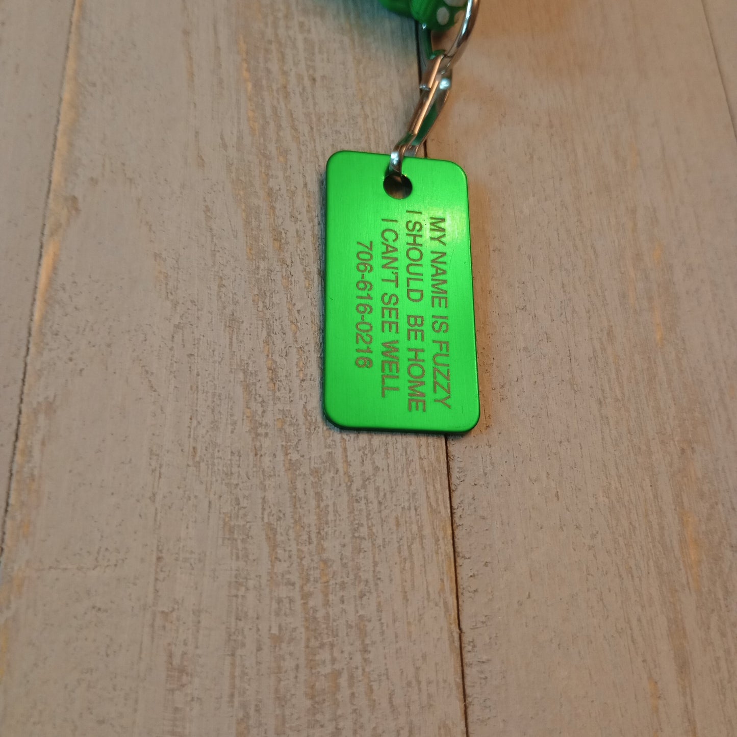 Green Rectangular Pet Tag,