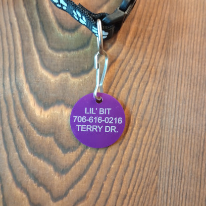 Purple Round Pet Tag