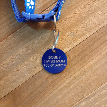 Dark Blue Round Pet Tag