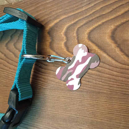 Pink Camo Bone Shaped Pet Tag