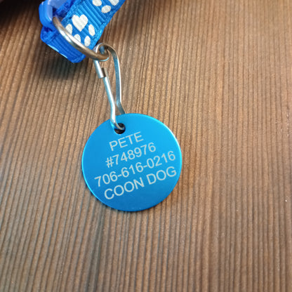 Light Blue Round Pet Tag