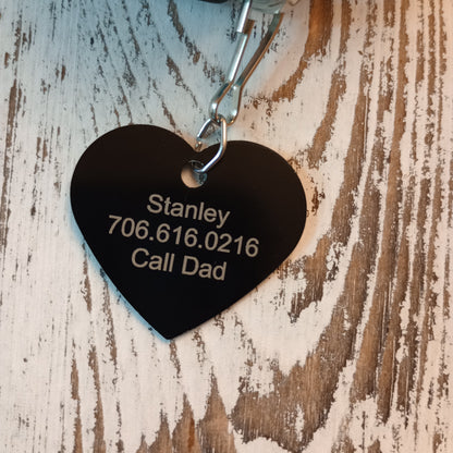 Black Heart Shaped Pet Tag