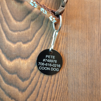 Black Round Pet Tag