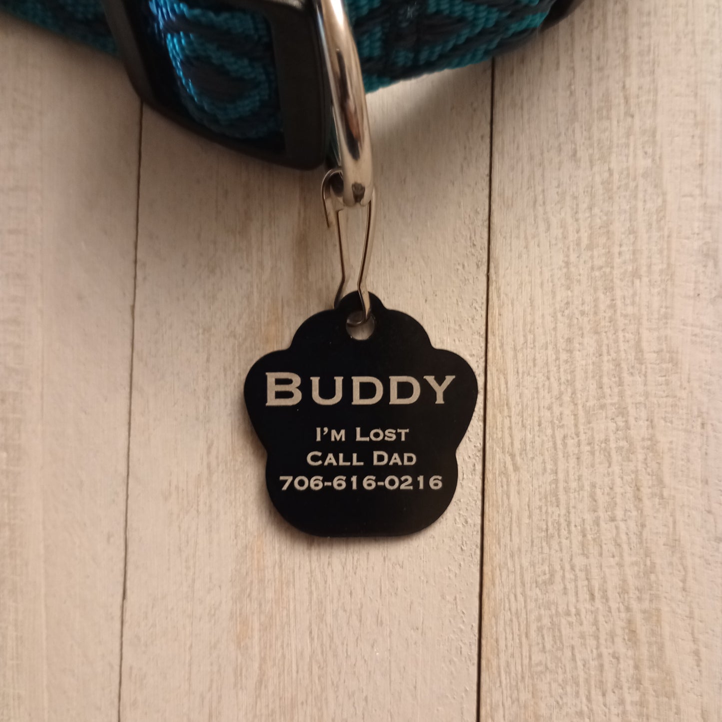 Black Large Paw Pet Tag (1.4 inch)