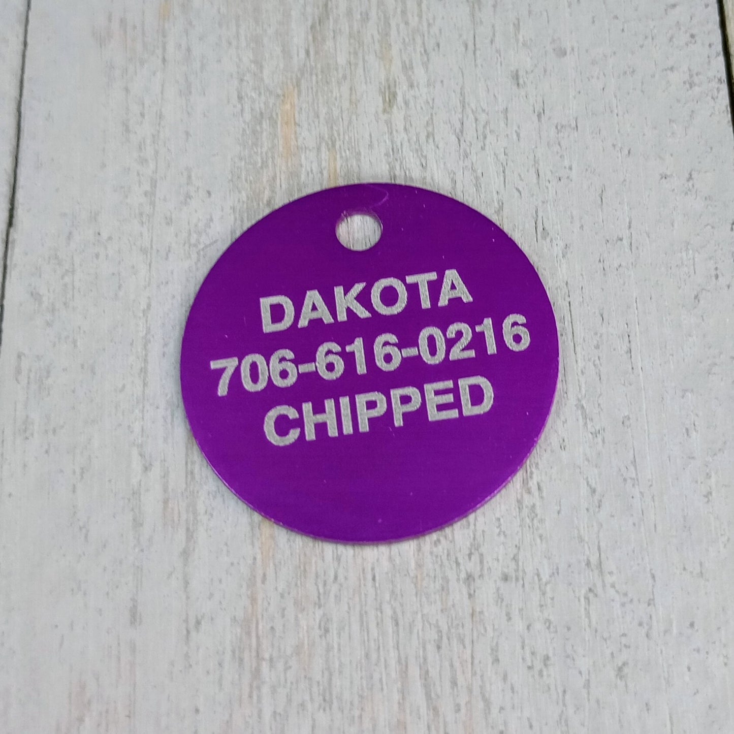 Purple Round Pet Tag