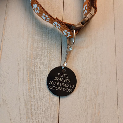 Black Round Pet Tag