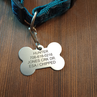 Silver Colored Bone Shaped Pet Tag