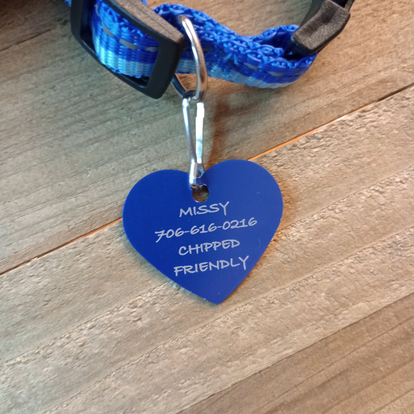 Dark Blue Heart Shaped Pet Tag