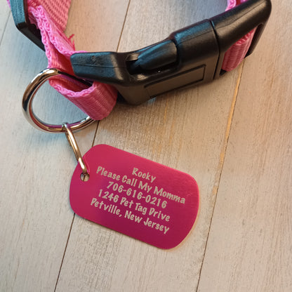 Pink Military Style Pet Tag