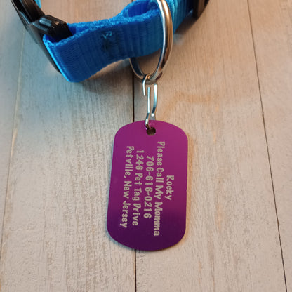 Purple Military Style Pet Tag