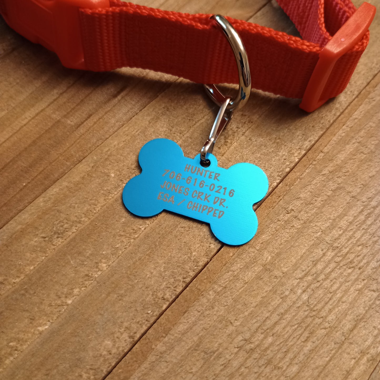 Light Blue Bone Shaped Pet Tag