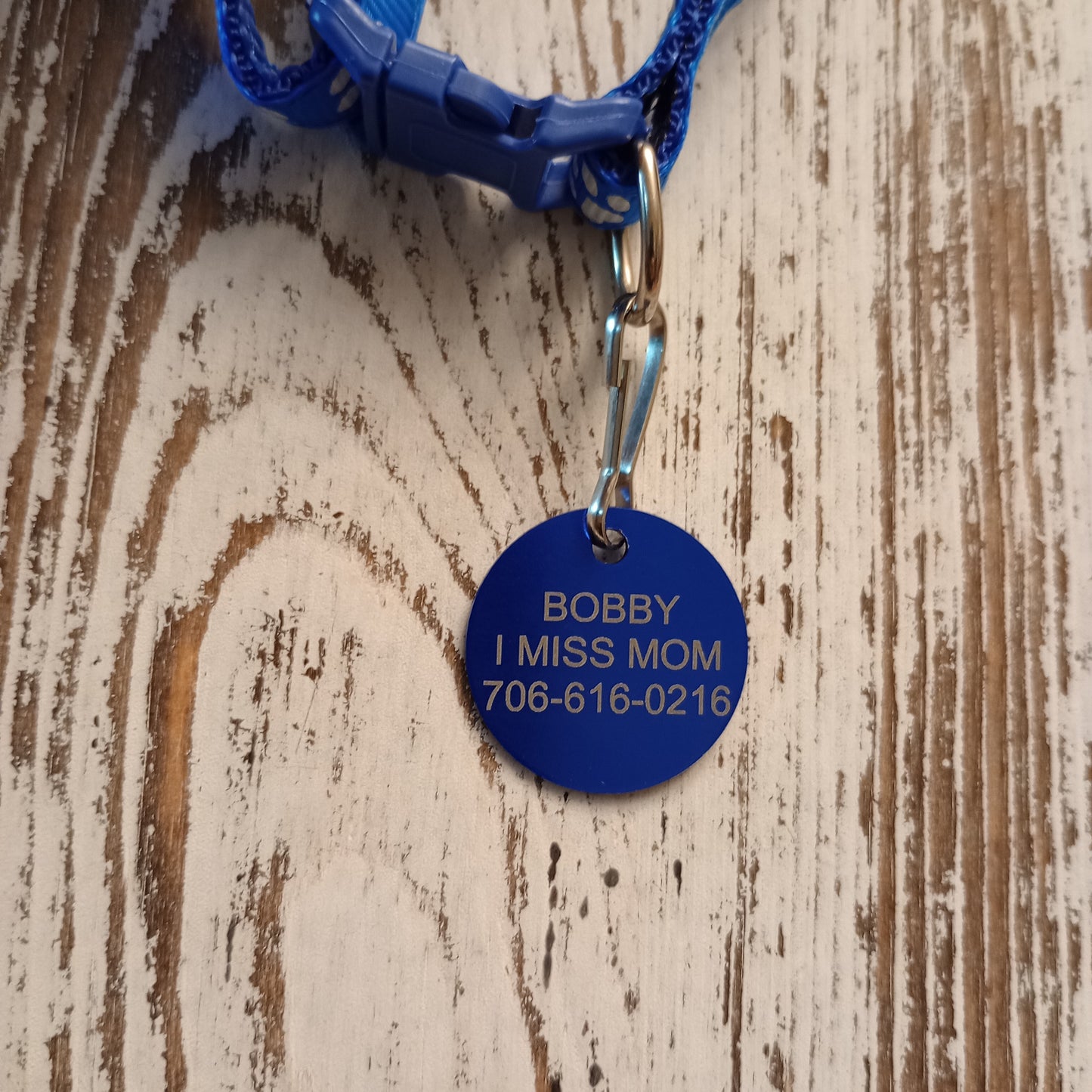 Dark Blue Round Pet Tag