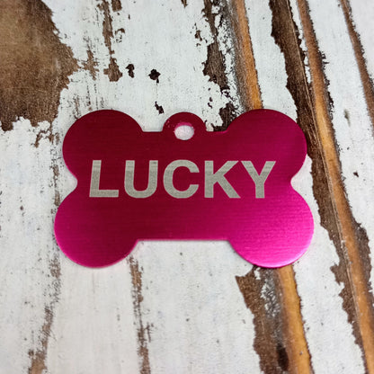 Dark Pink Bone Shaped Pet Tag