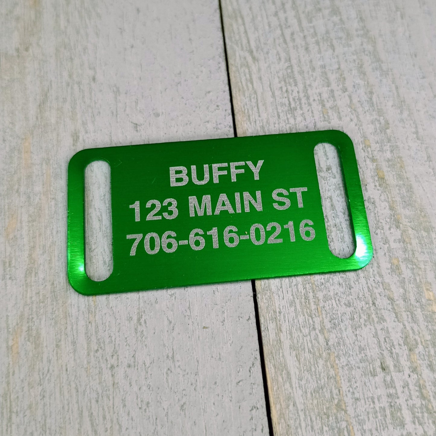 Green Slide-On Pet Tag.