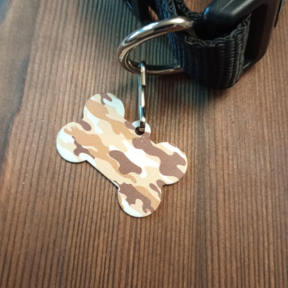 Brown Camo Bone Shaped Pet Tag