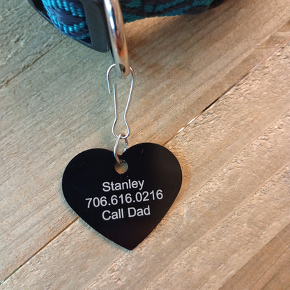 Black Heart Shaped Pet Tag