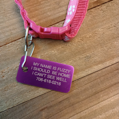 Purple Rectangular Pet Tag