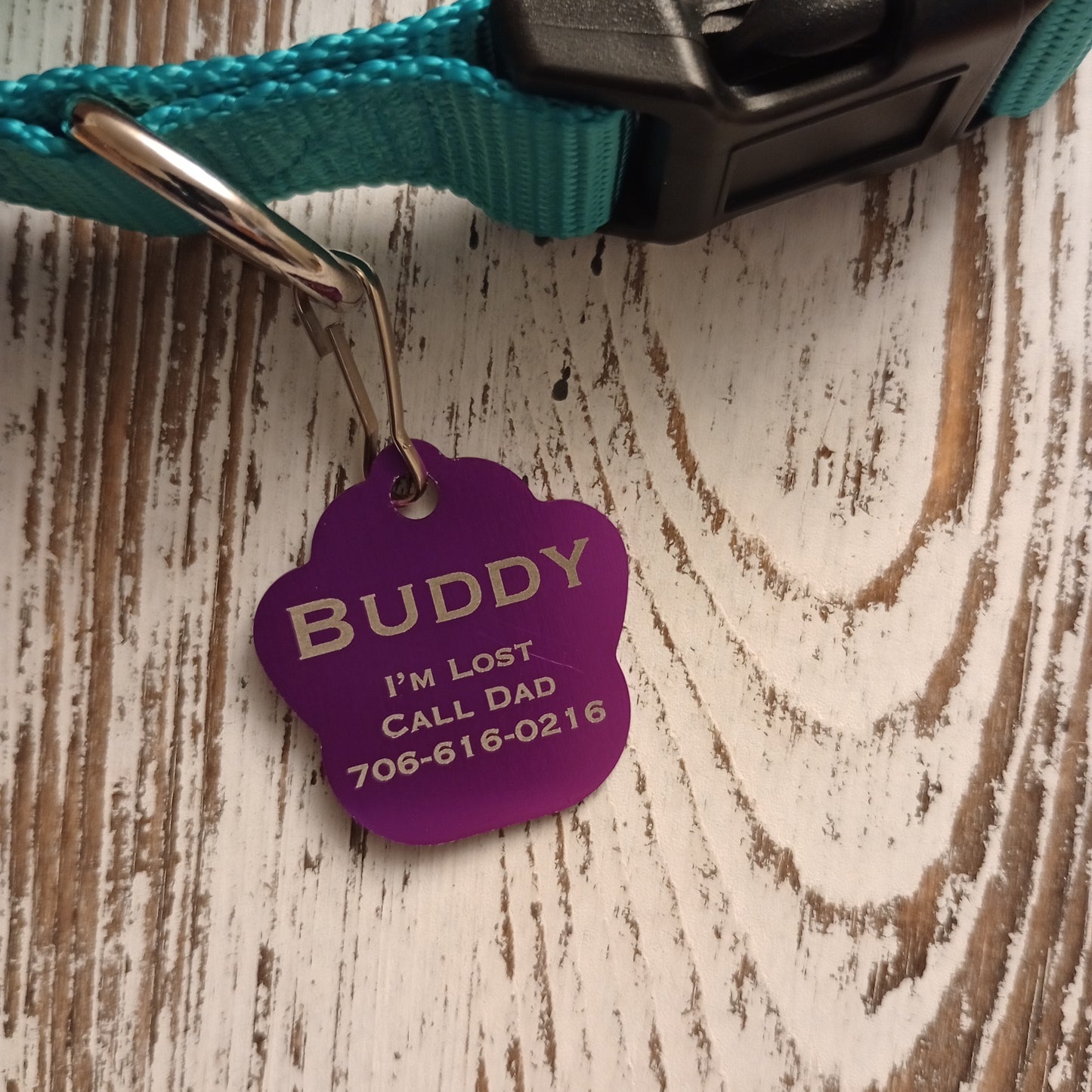 Purple Large Paw Pet Tag (1.4 inch)