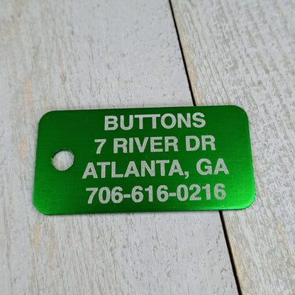 Green Rectangular Pet Tag,