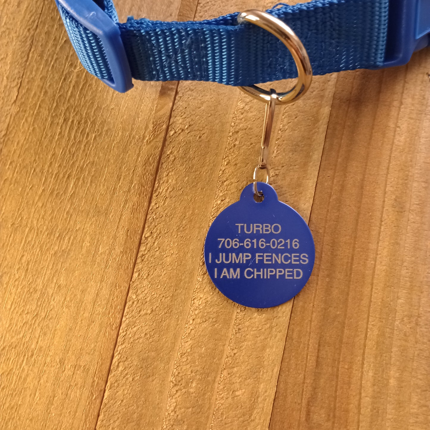 Blue Round Pet Tag 1.25 inch