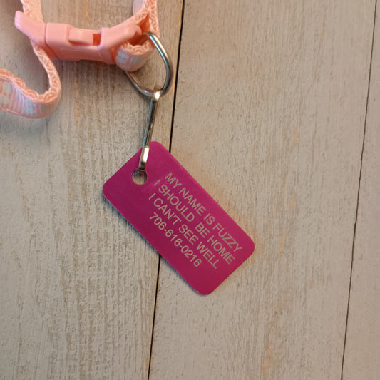 Dark Pink Rectangular Pet Tag