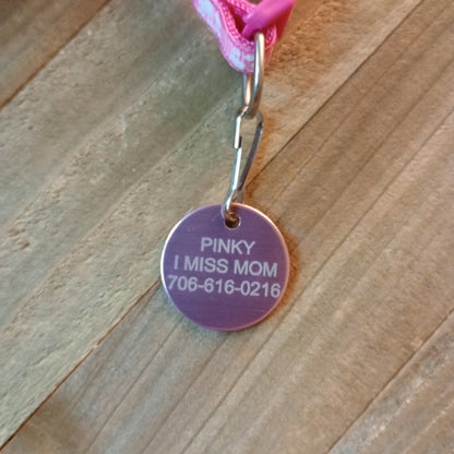 Light Pink Round Pet Tag