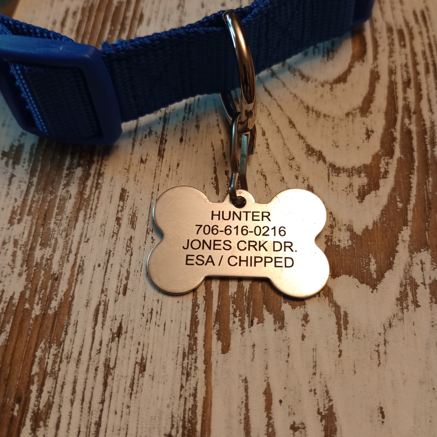 Blue Camo Bone Shaped Pet Tag