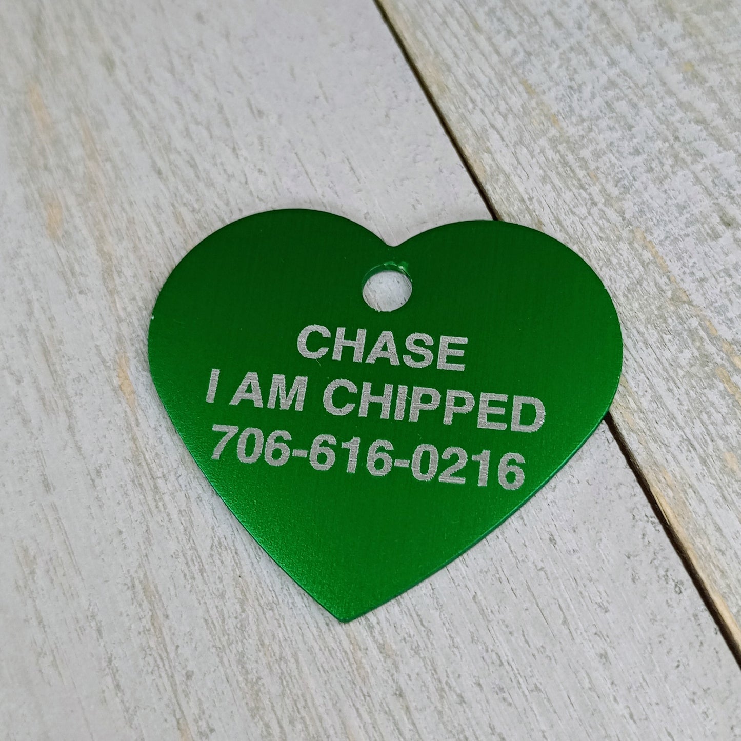 Green Heart Shaped Pet Tag