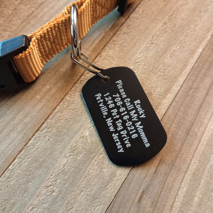 Black Military Style Pet Tag