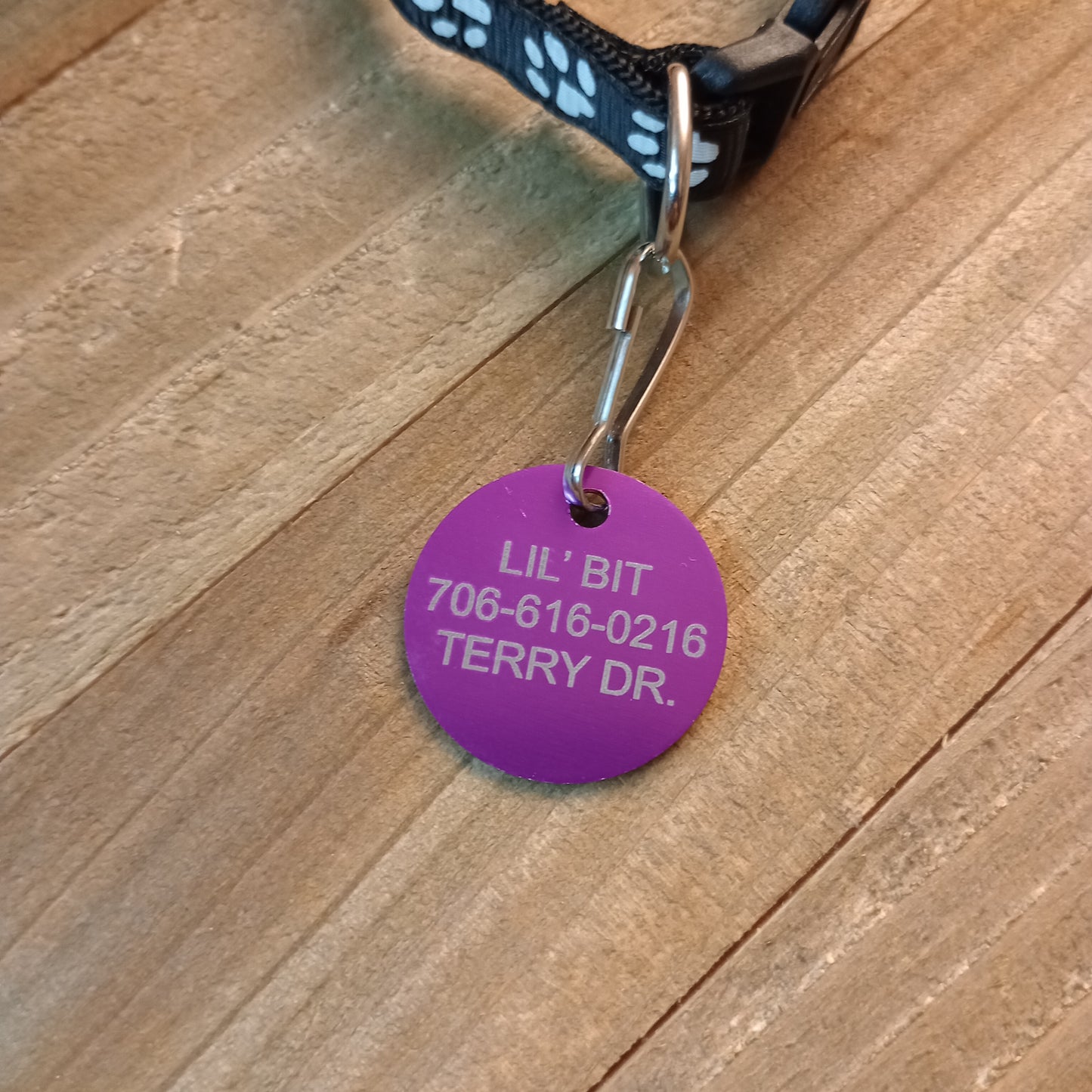 Purple Round Pet Tag