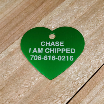 Green Heart Shaped Pet Tag