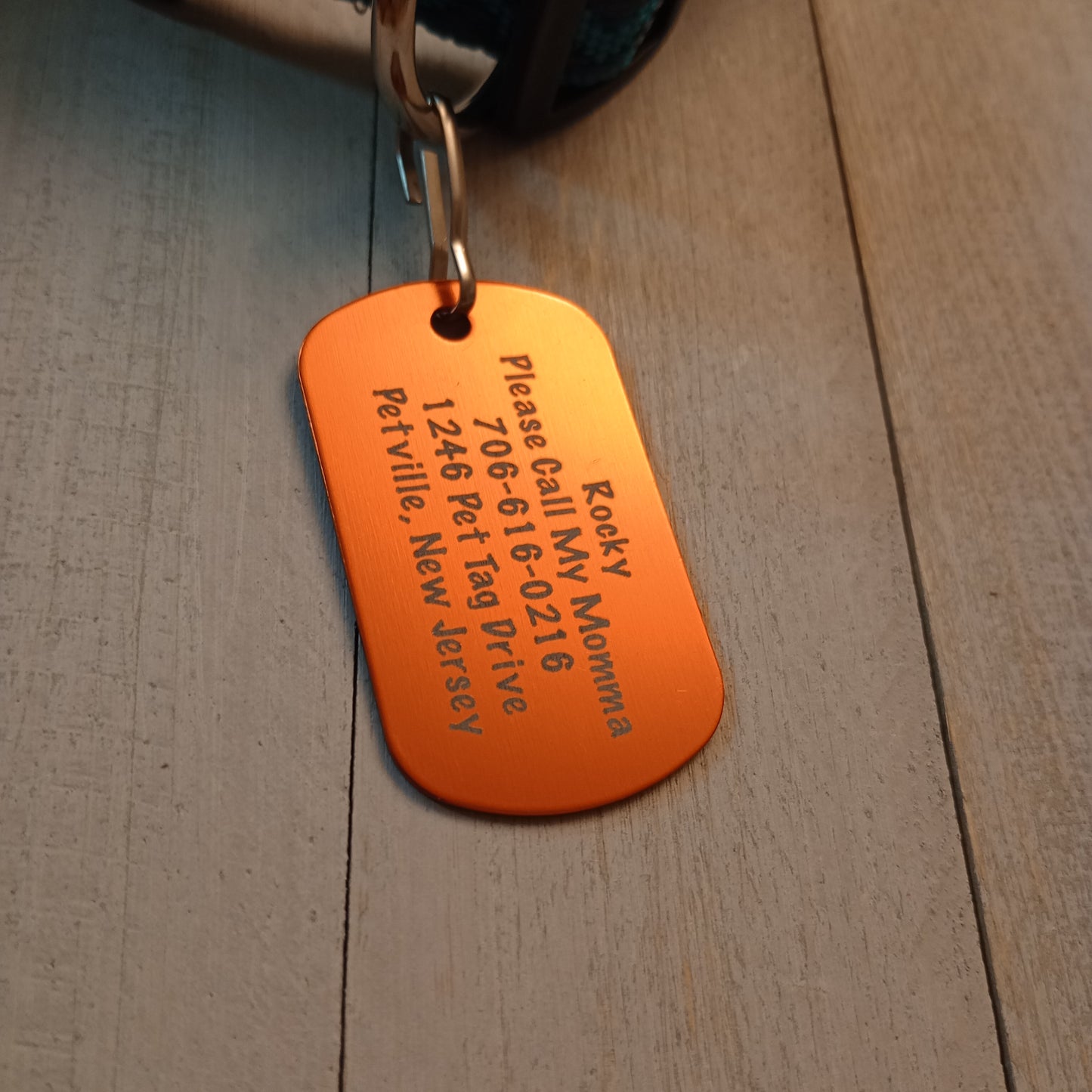 Orange Military Style Pet Tag.