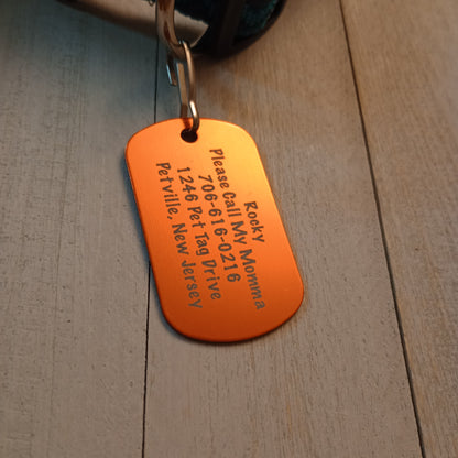 Orange Military Style Pet Tag.