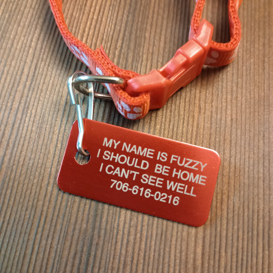 Red Rectangular Pet Tag.