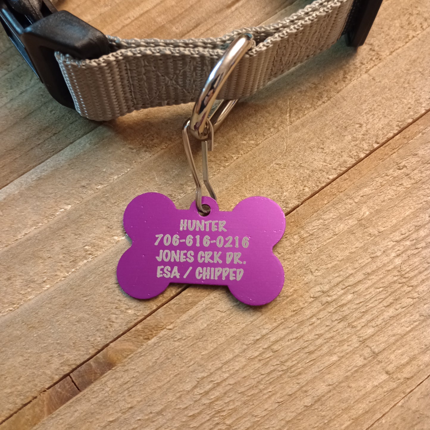 Purple Bone Shaped Pet Tag