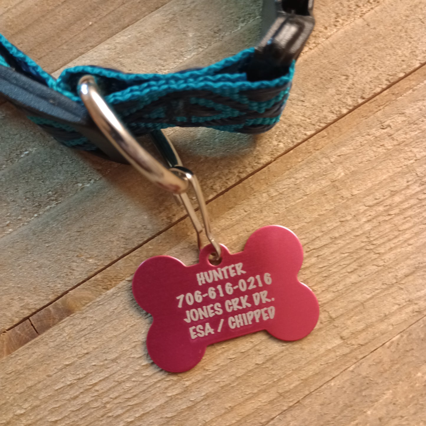 Dark Pink Bone Shaped Pet Tag