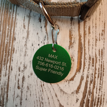 Green Round Pet Tag (1.4 inch)