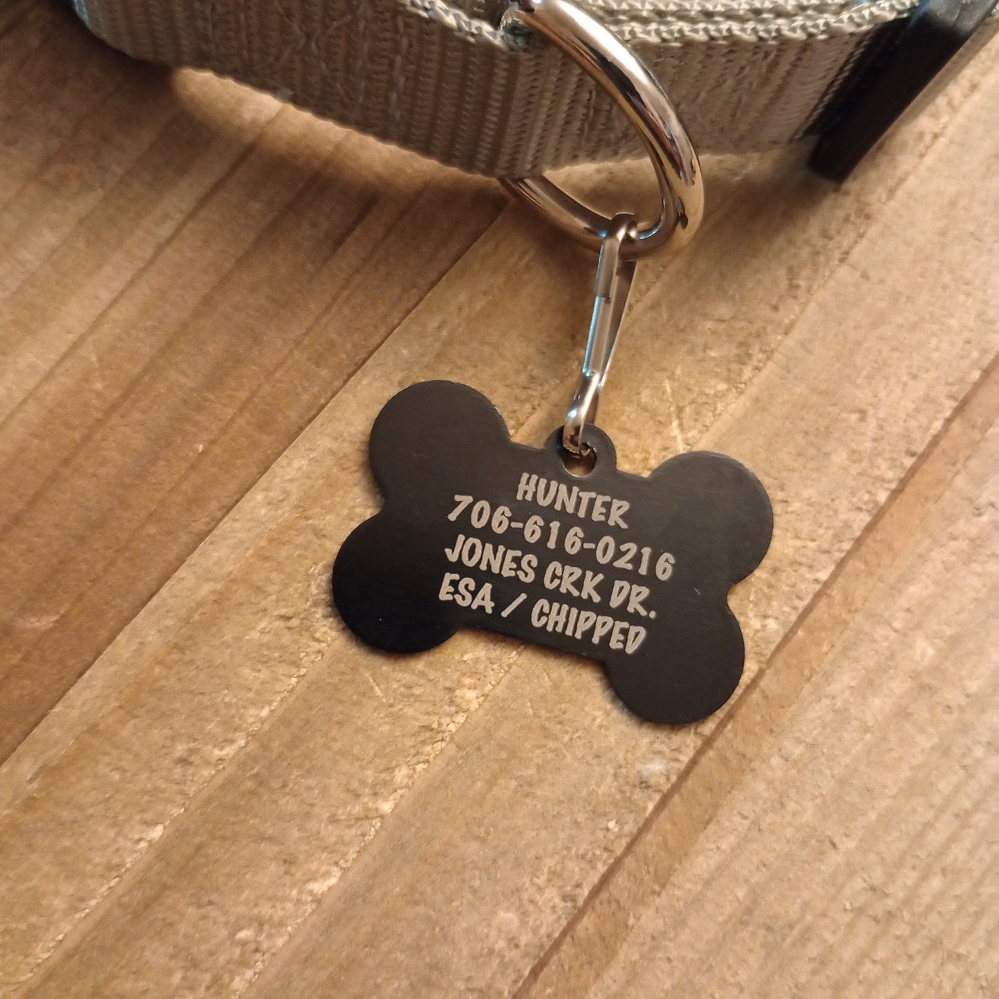 Black Bone Shaped Pet Tag