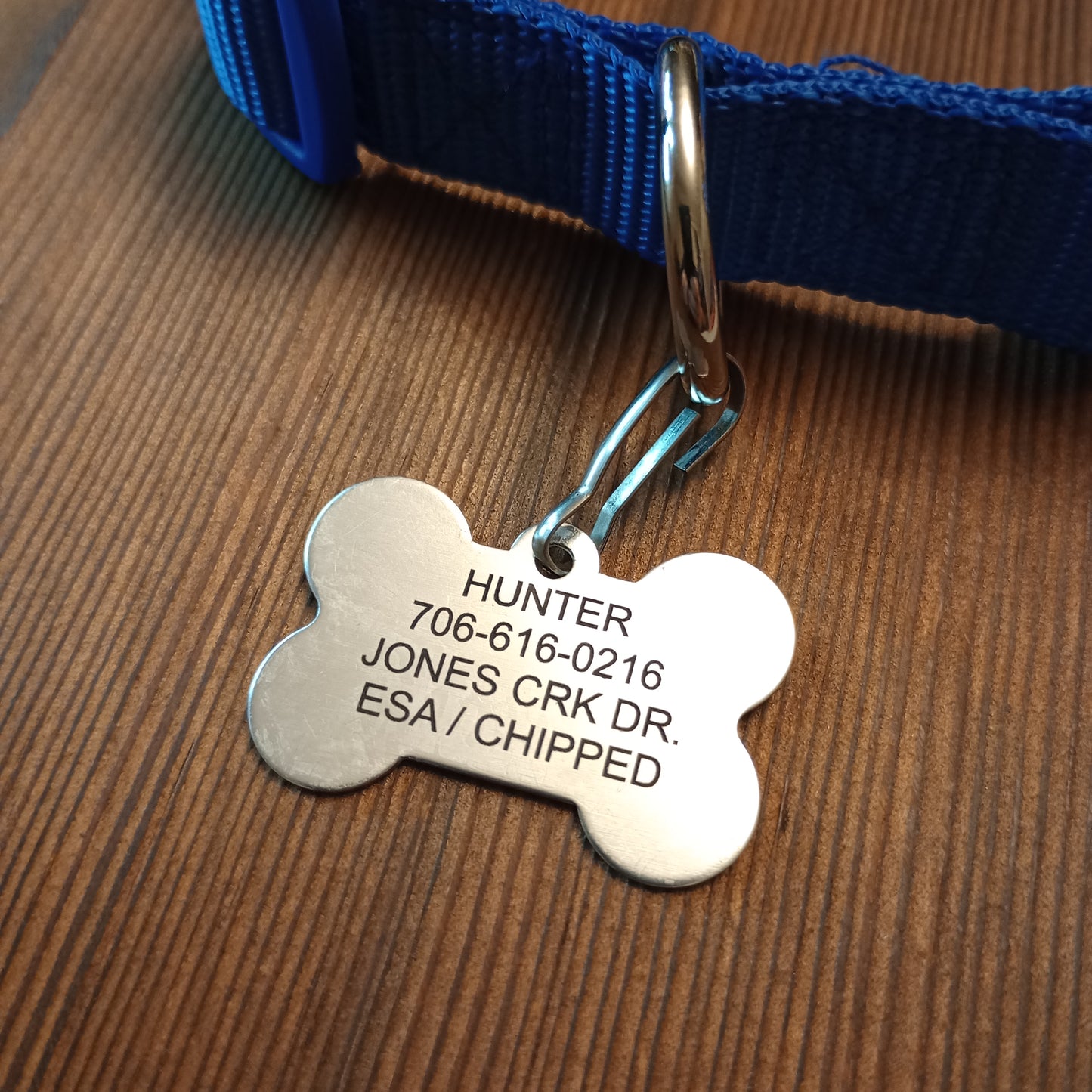 Blue Camo Bone Shaped Pet Tag