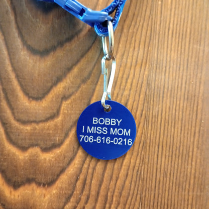 Dark Blue Round Pet Tag