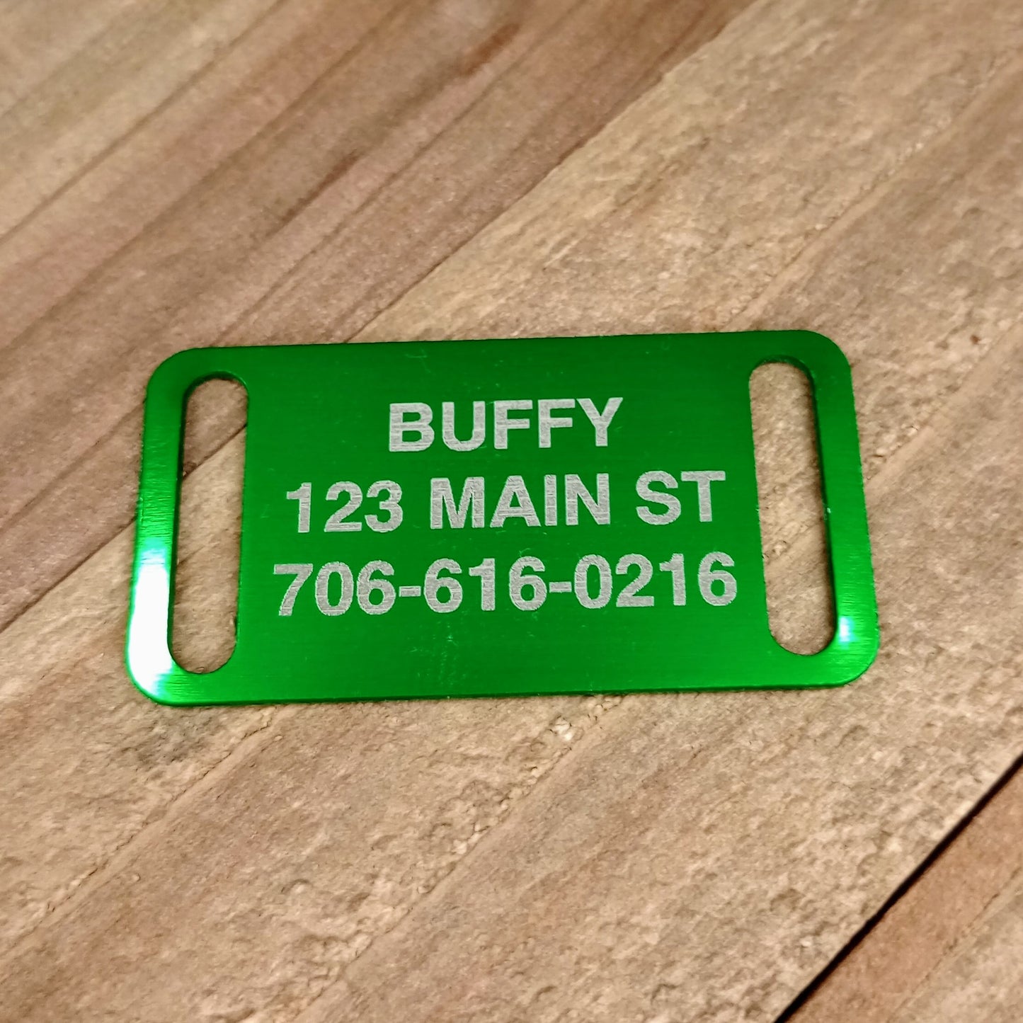 Green Slide-On Pet Tag.